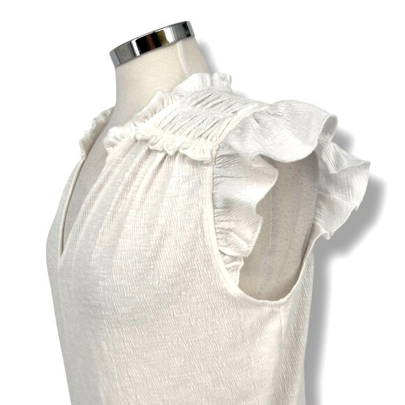 Anthem The Label Karina Top White Ruffle Sleeveless V-Neck Size XS NWT - Picture 3 of 9